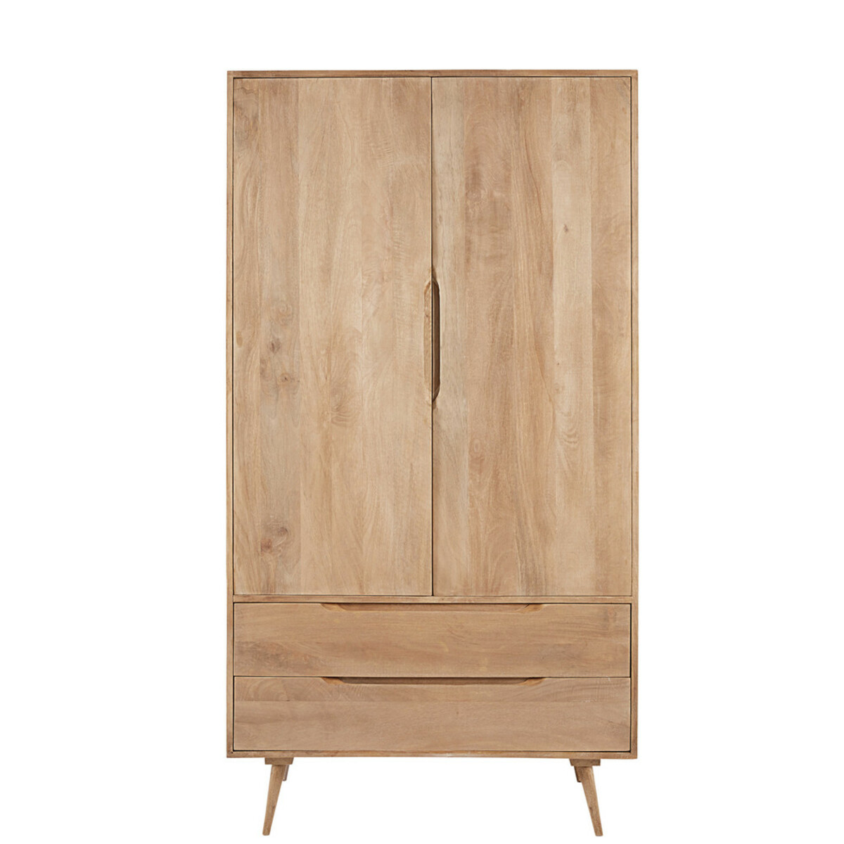 Armoire 2 portes 2 tiroirs en manguier massif