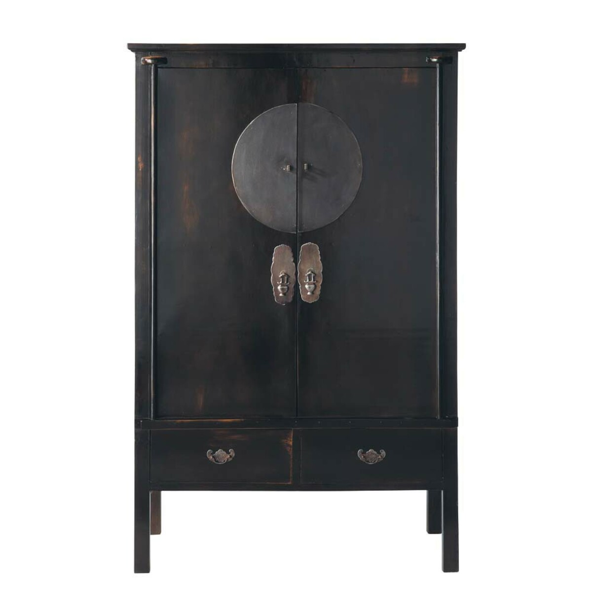 Armoire 2 portes 2 tiroirs noire