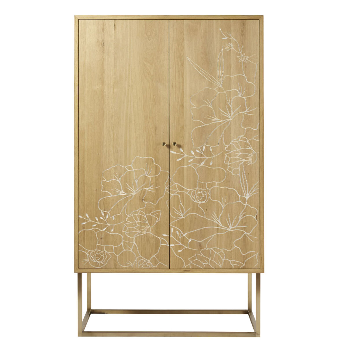 Armoire 2 portes gravures florales Karla