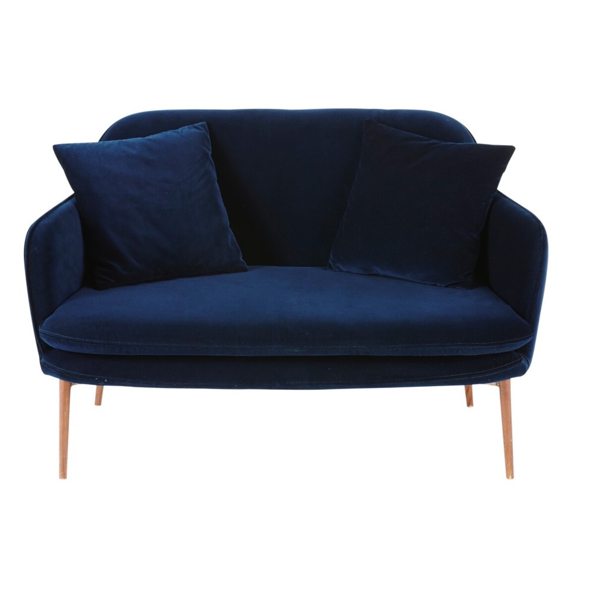 Banquette 2 places en velours bleu nuit Sacha