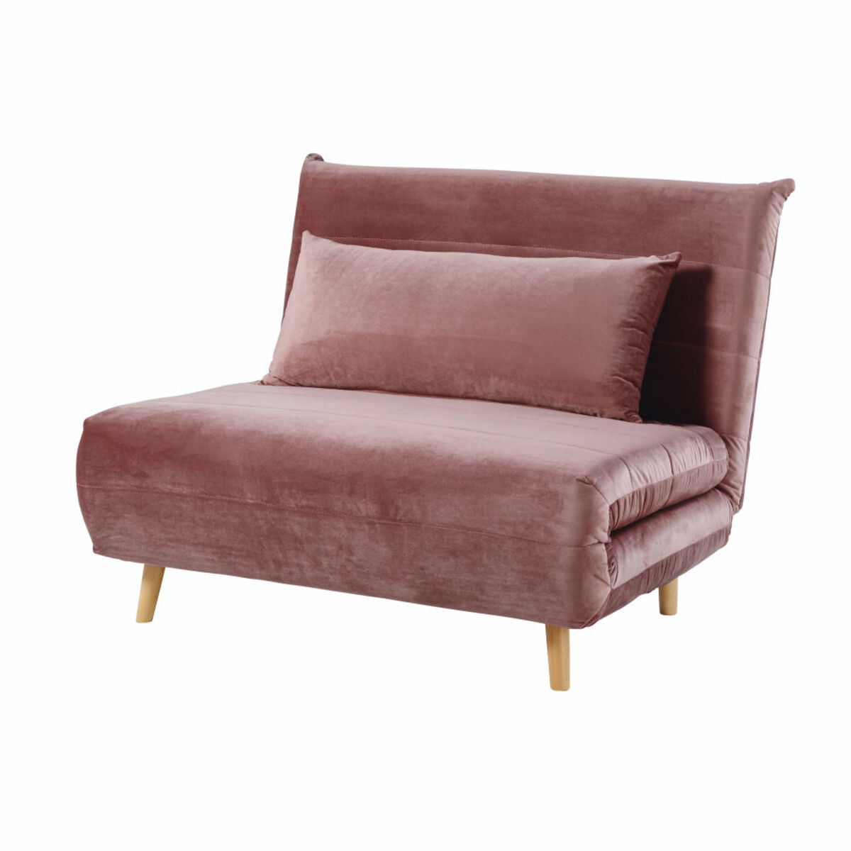 Banquette clic-clac 1 place en velours vieux rose