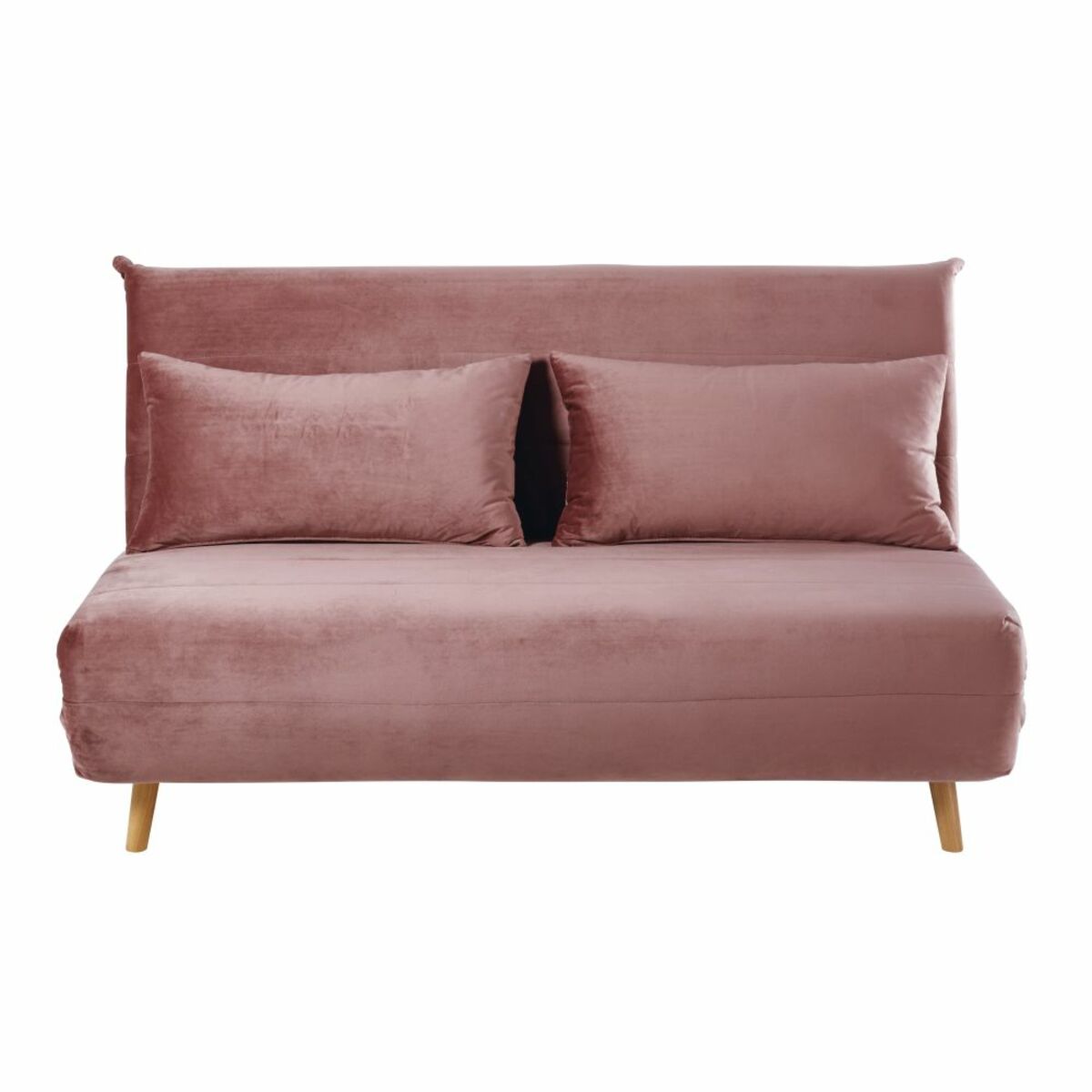 Banquette clic-clac 2 places en velours vieux rose