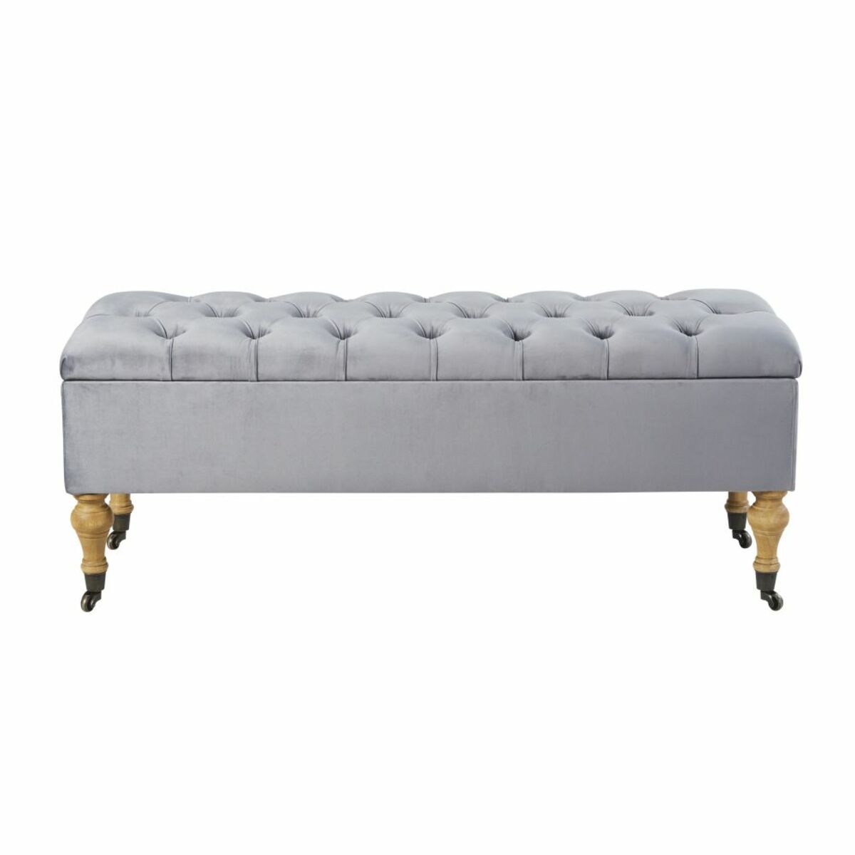 Banquette coffre 2 places en velours gris