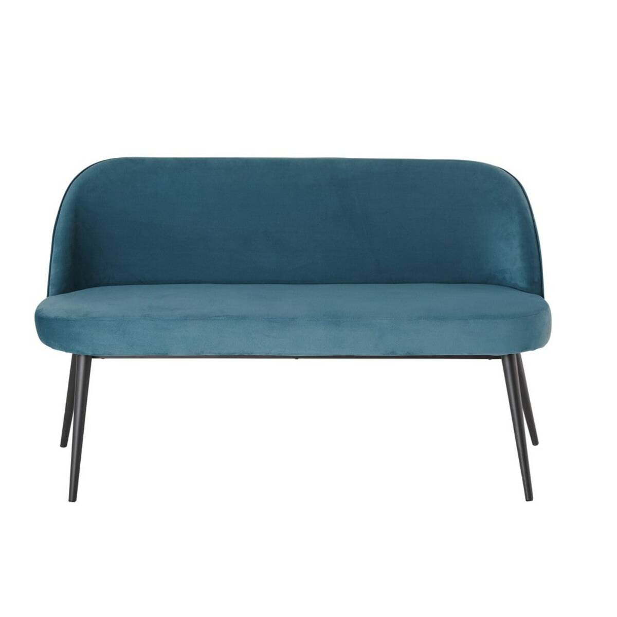 Banquette vintage 3 places en velours bleu Maurice