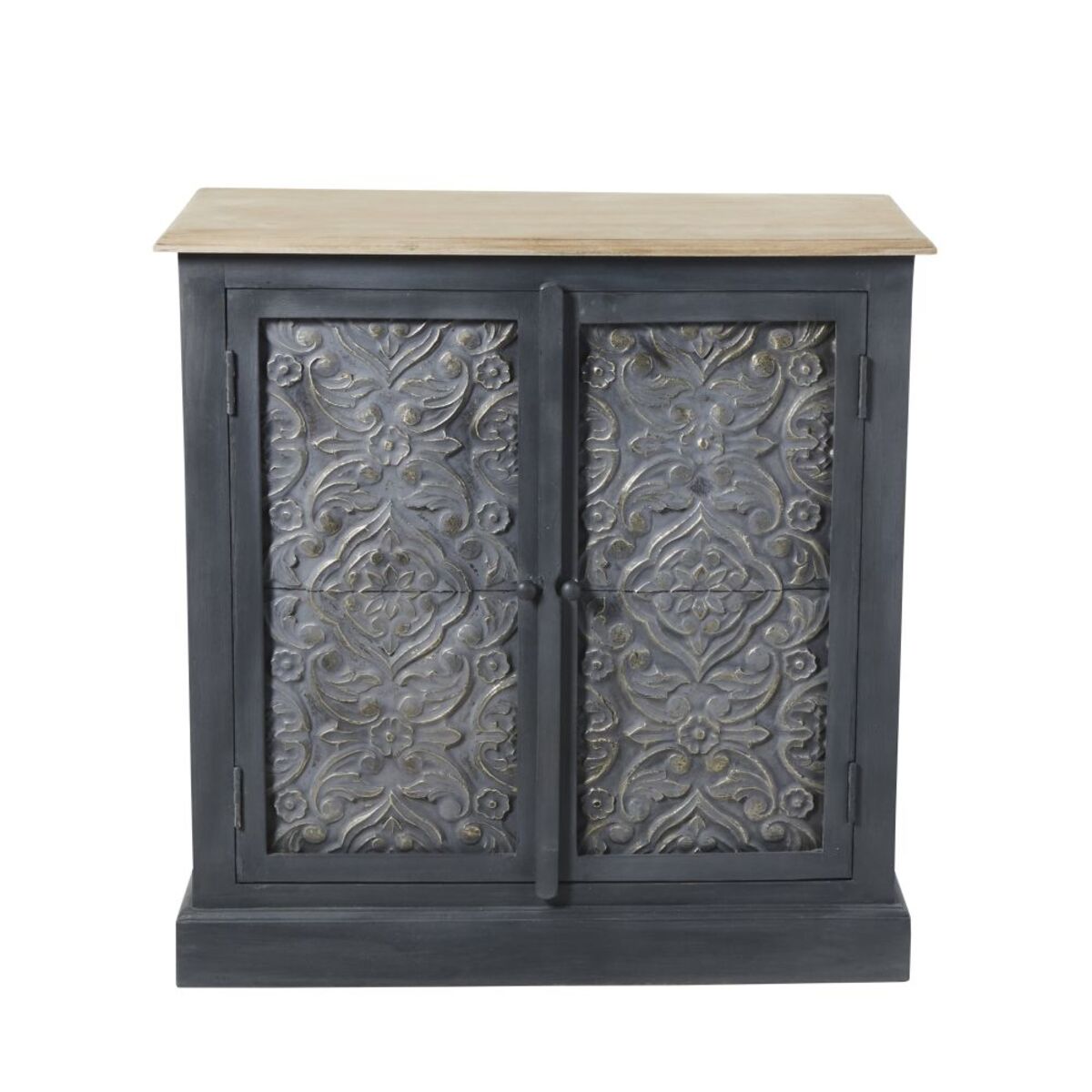 Buffet 2 portes en acacia massif gris foncé et manguier massif Wabi