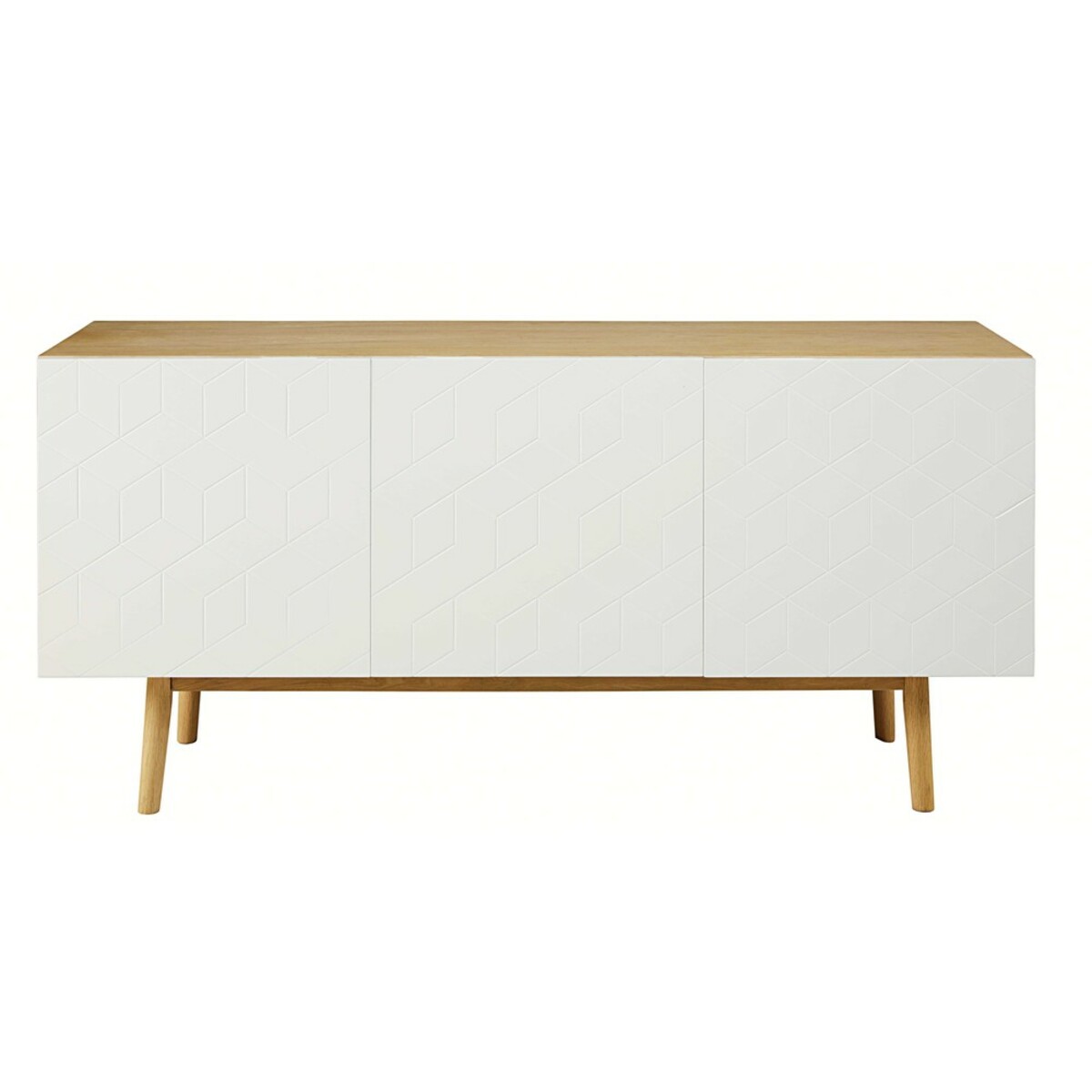 Buffet 3 portes blanc motifs graphiques