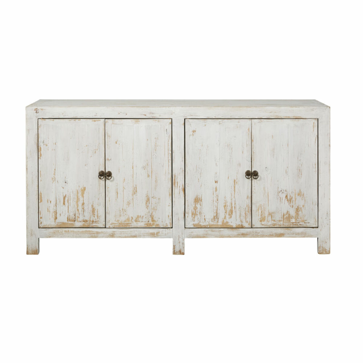 Buffet 4 portes en pin recyclé blanc Jasmin