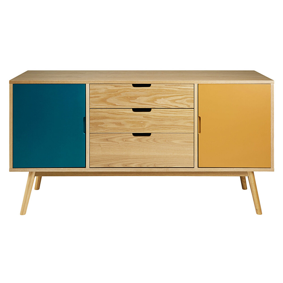 Buffet vintage 2 portes 3 tiroirs tricolore Fjord