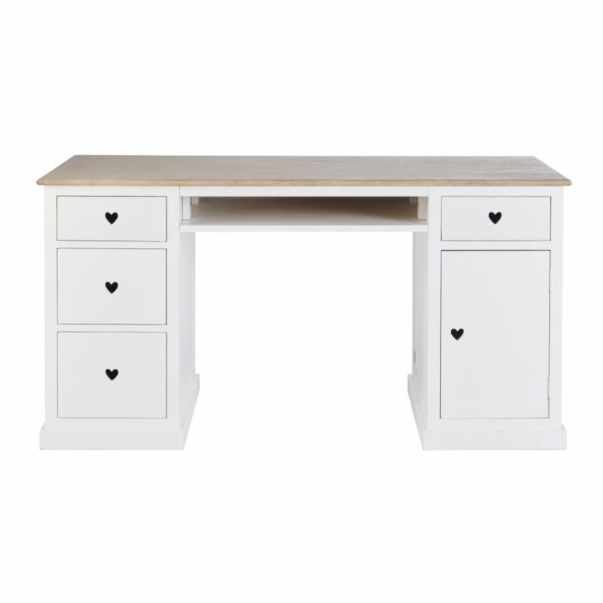 Bureau 4 tiroirs 1 porte blanc