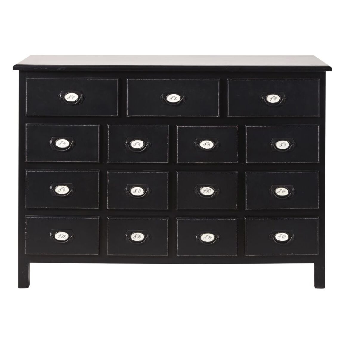 Cabinet de rangement 15 tiroirs noir Babeth