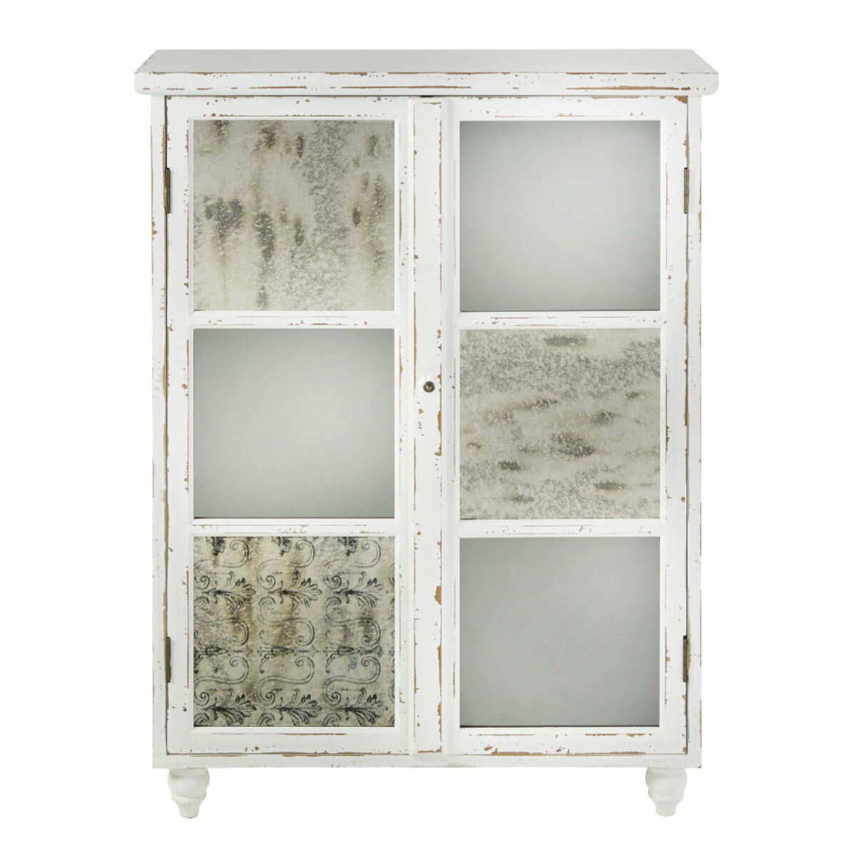 Cabinet de rangement 2 portes blanc effet vieilli Faustine