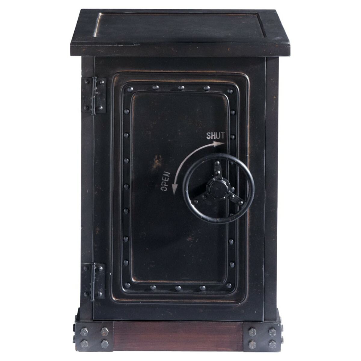 Cabinet de rangement coffre-fort en bois noir effet vieilli L 53 cm Bank