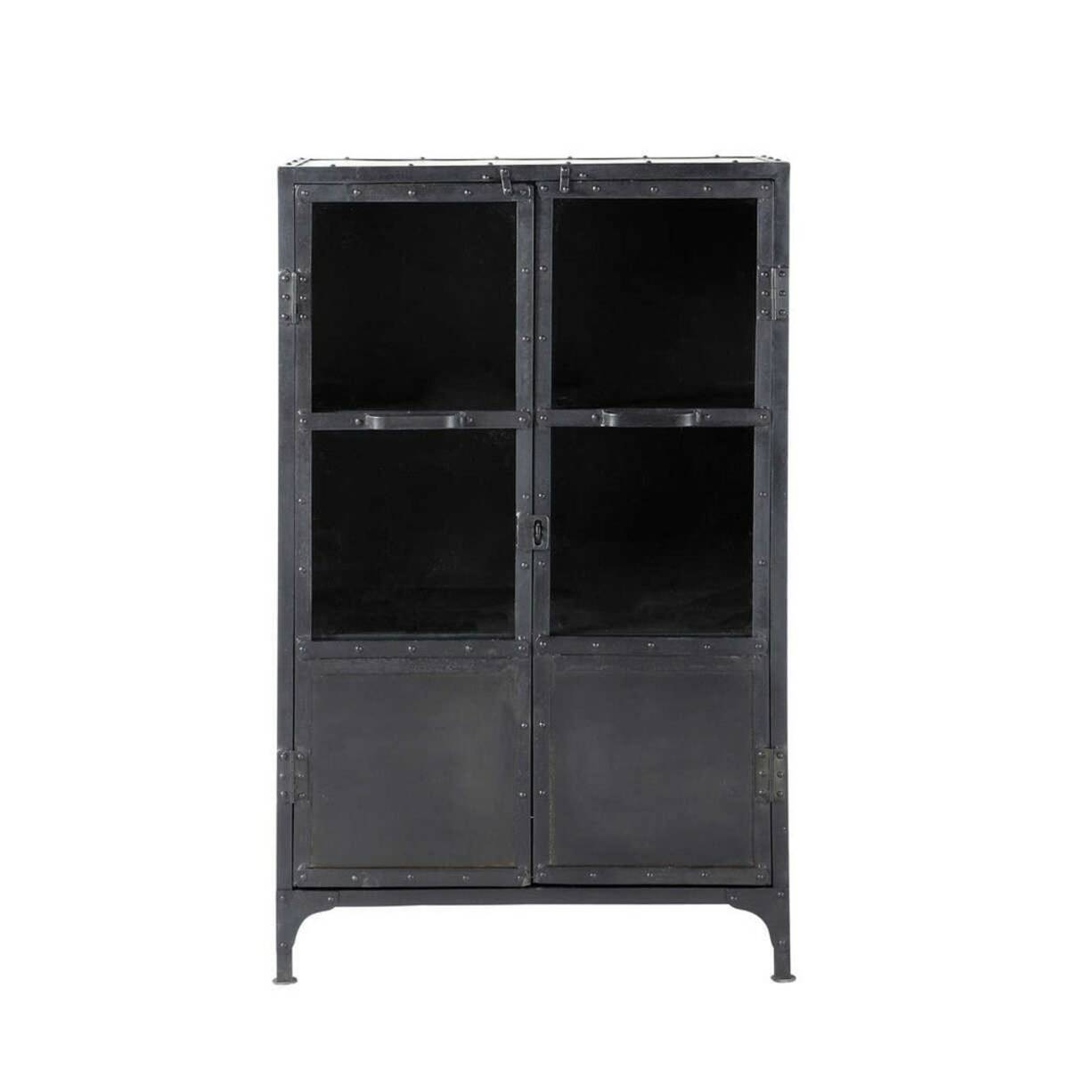 Cabinet de rangement vitré indus en métal noir L 75 cm Edison