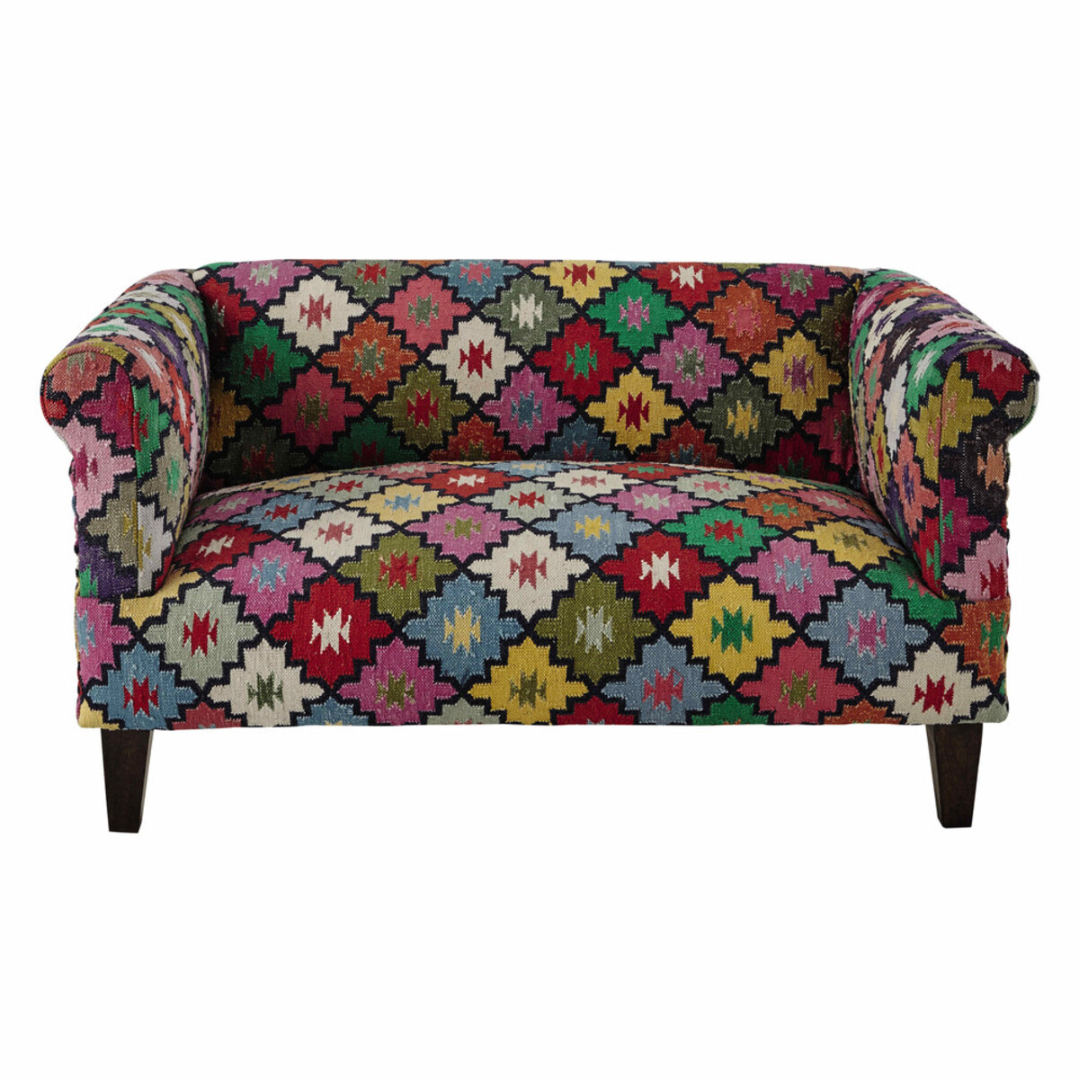 Canapé 2/3 places en tressage kilim multicolore Arlequin