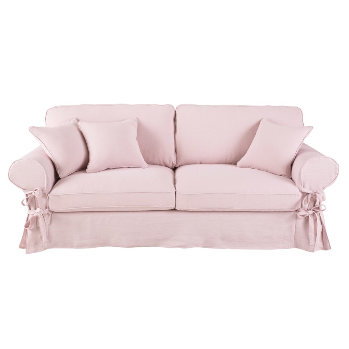 Canapé 3/4 places en lin rose clair Butterfly