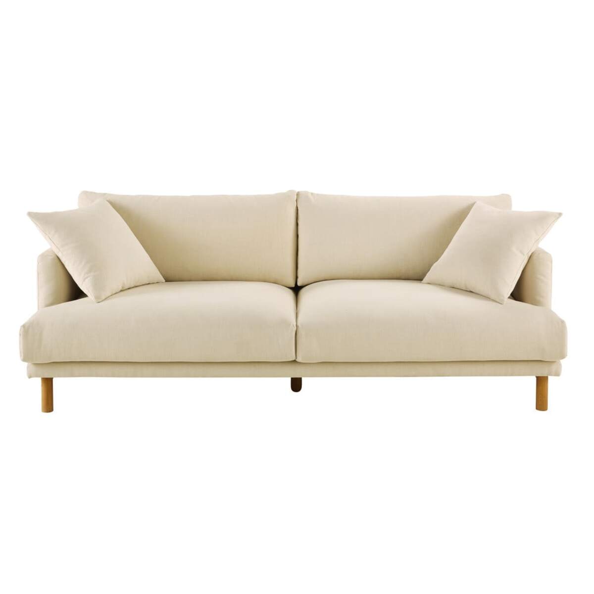 Canapé 3 places en coton et lin beige Raoul