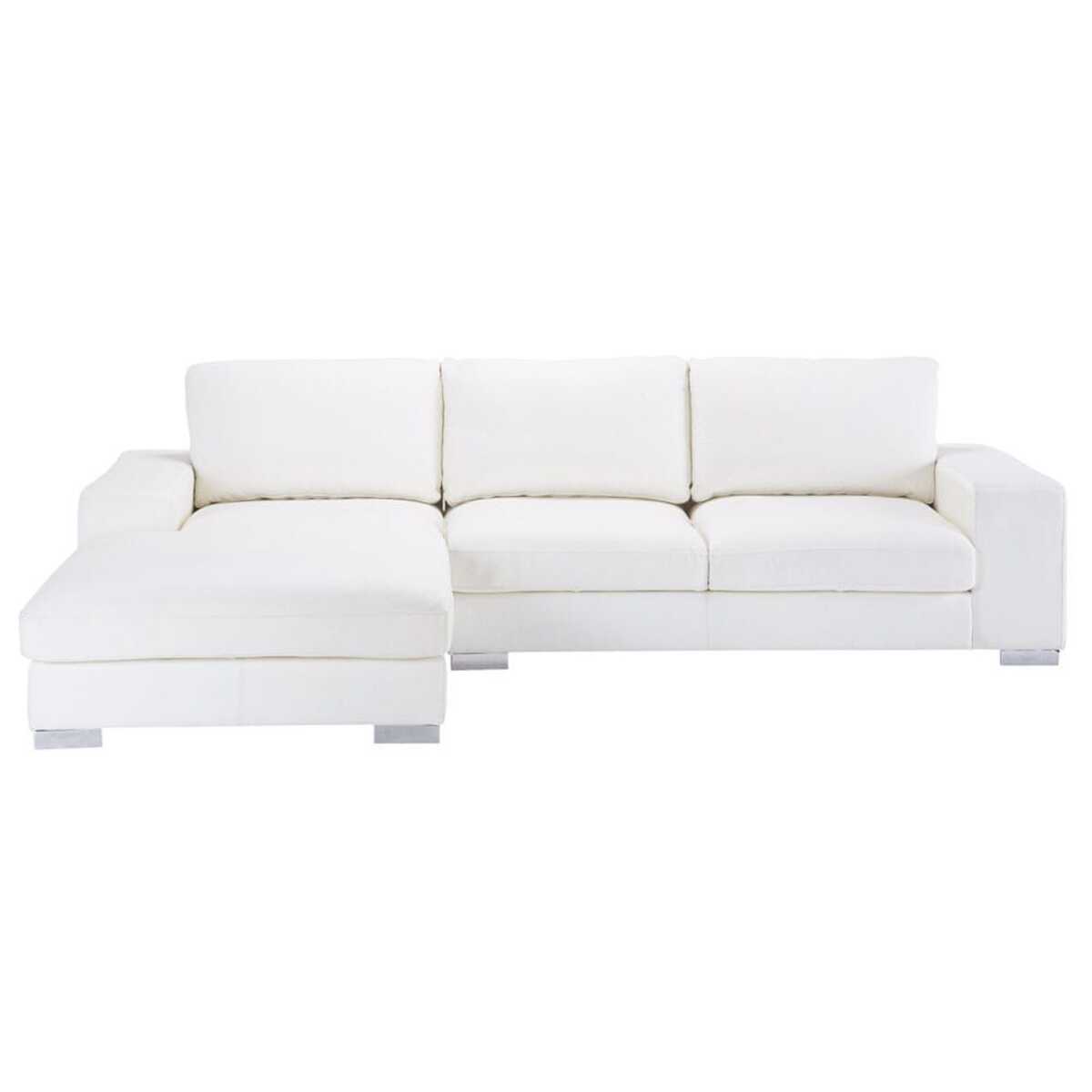 Canapé d'angle 5 places en cuir blanc New York