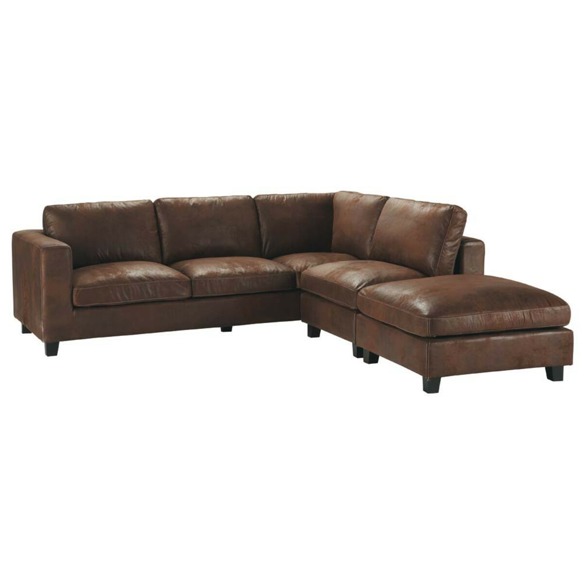 Canapé d'angle 5 places en suédine marron