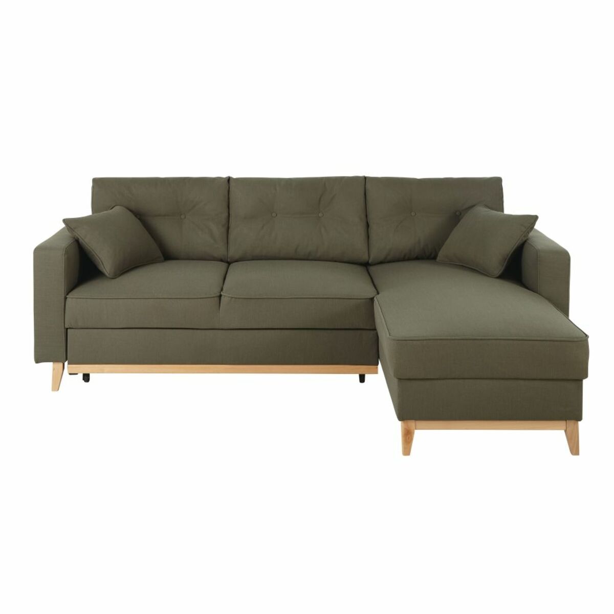 Canapé d'angle convertible 4/5 places vert kaki