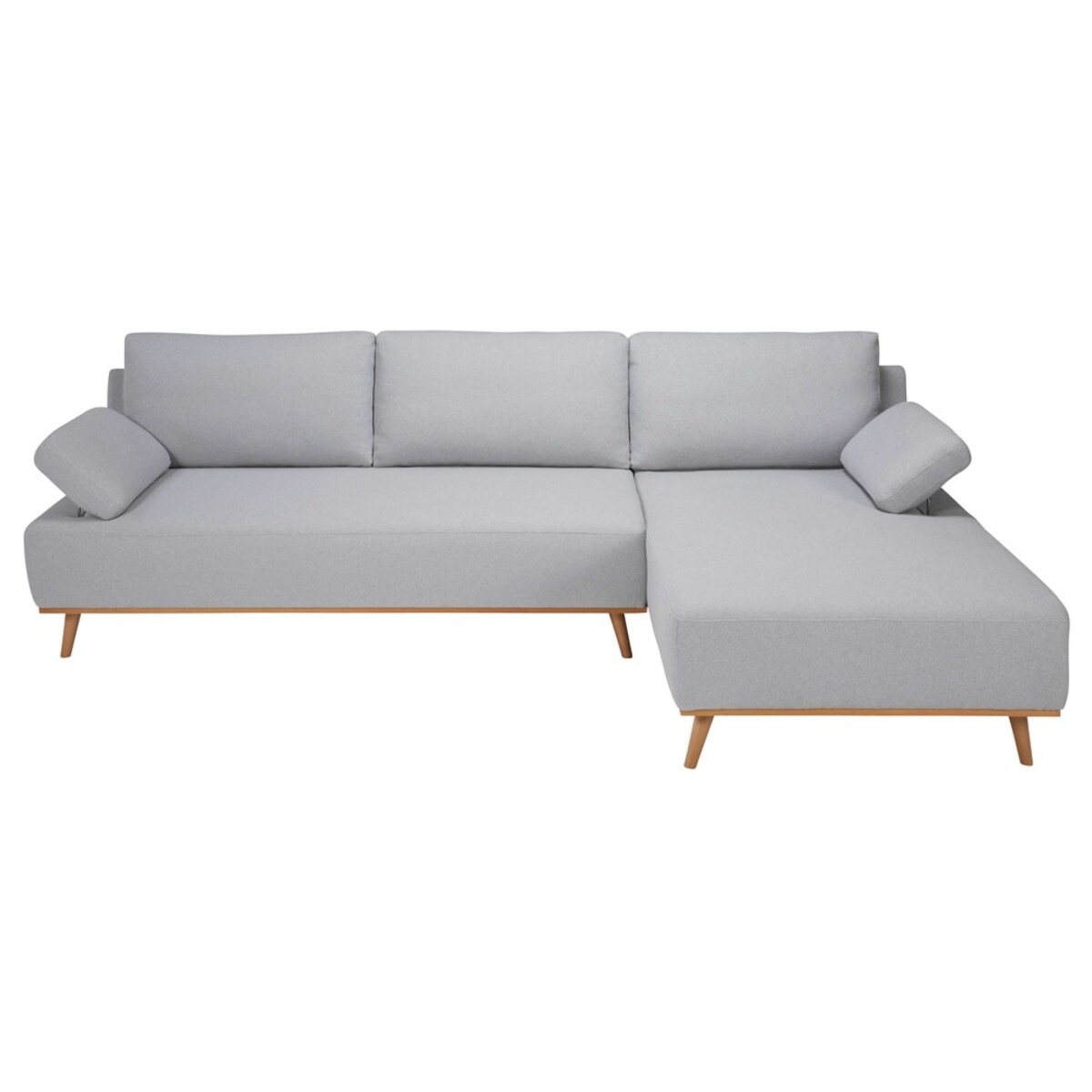 Canapé d'angle droit 5 places en coton gris clair Stone