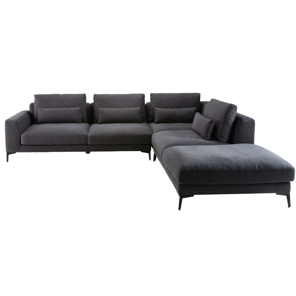 Canapé d'angle droit 6 places en coton et lin gris ardoise Portland
