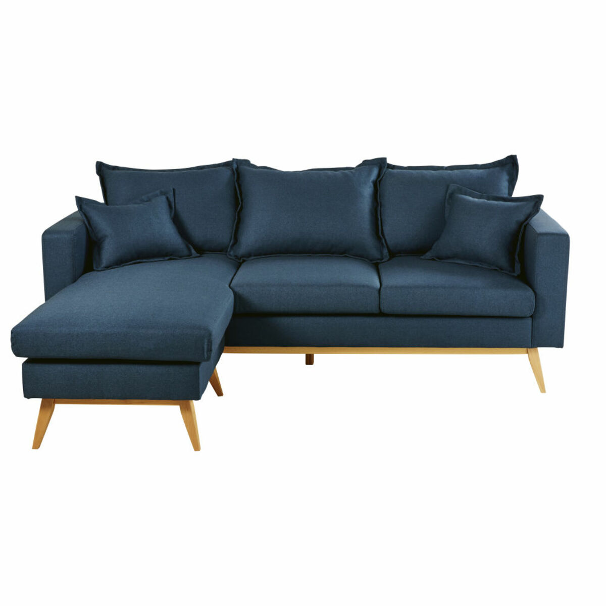 Canapé d'angle style scandinave 4/5 places bleu nuit