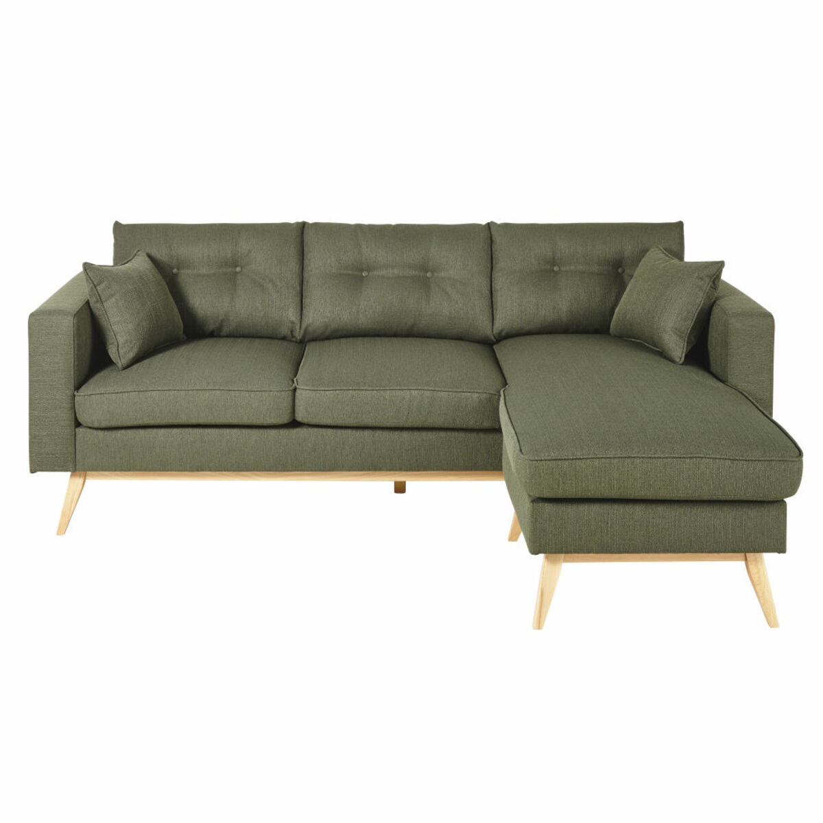 Canapé d'angle style scandinave 4/5 places vert kaki