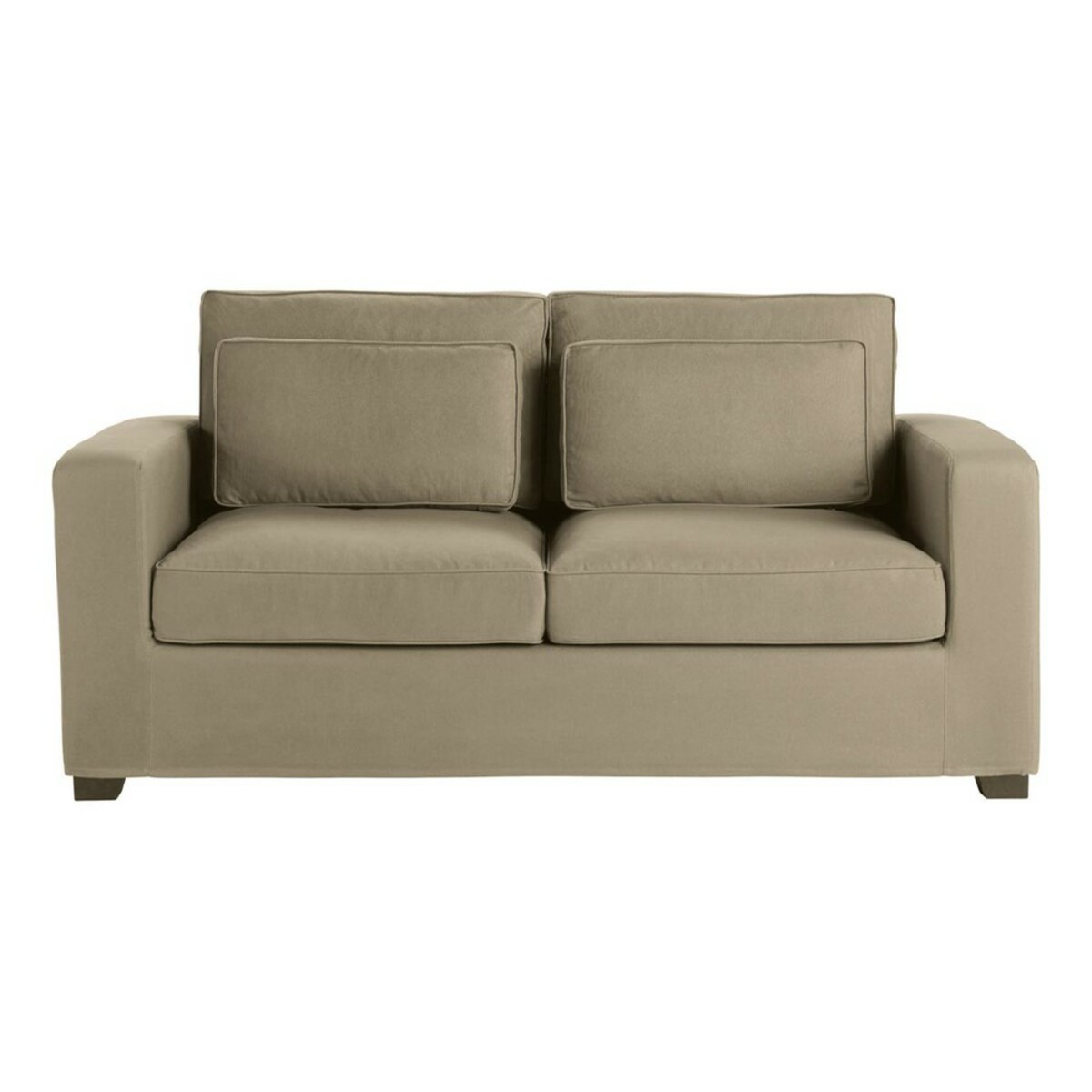 Canapé-lit 3 places en coton taupe, matelas 6 cm Milano