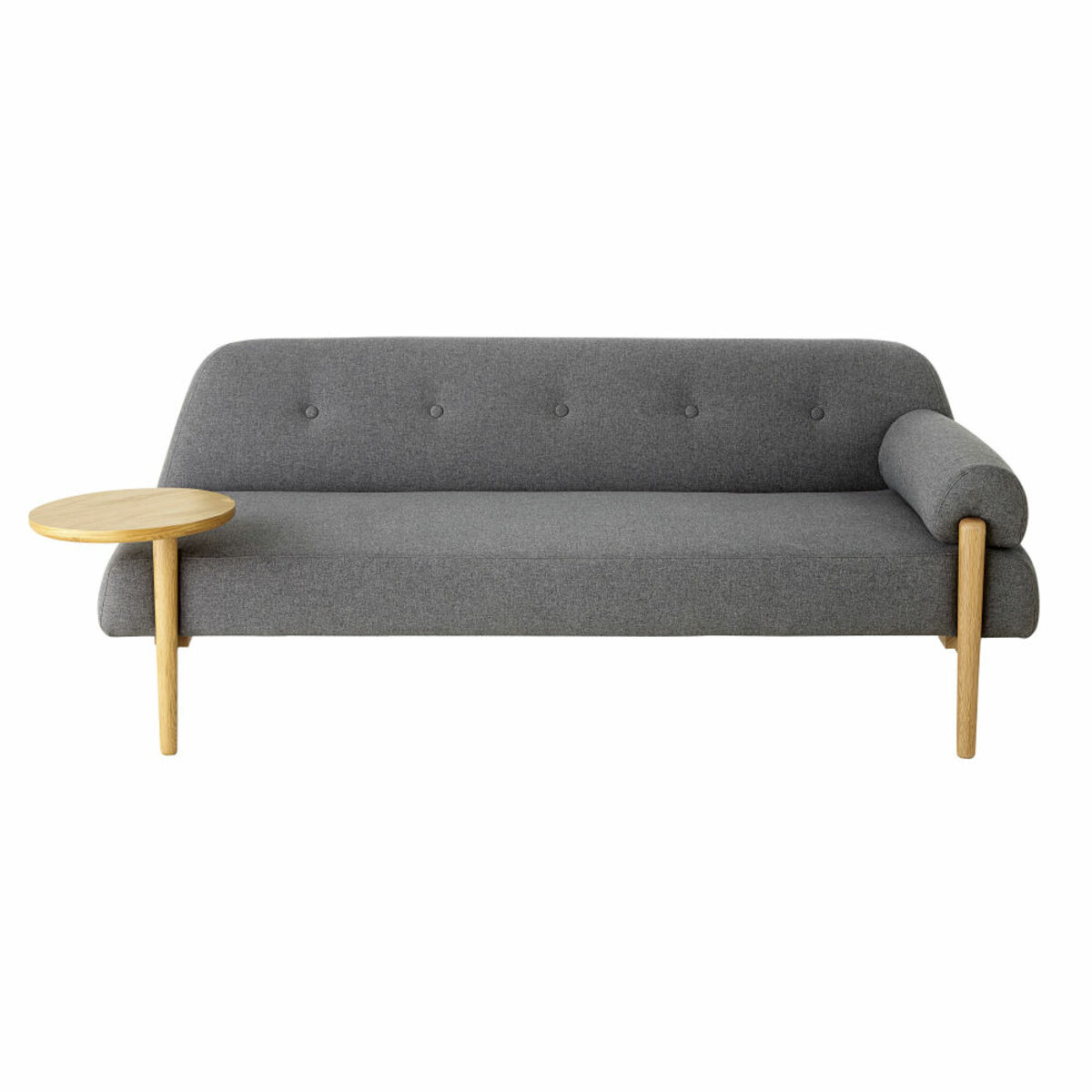 Canapé style scandinave 3 places gris clair avec tablette Scandy