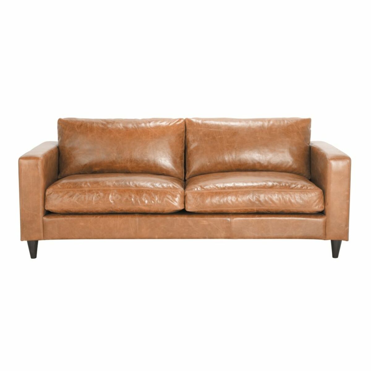 Canapé vintage 3 places en cuir camel