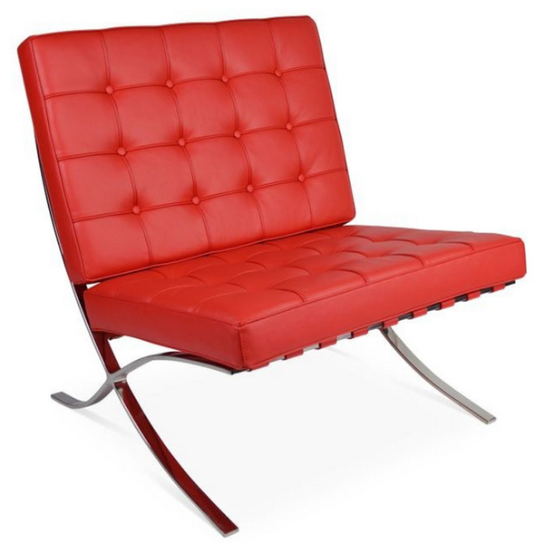 Chaise Barcelona - cuir italien rouge