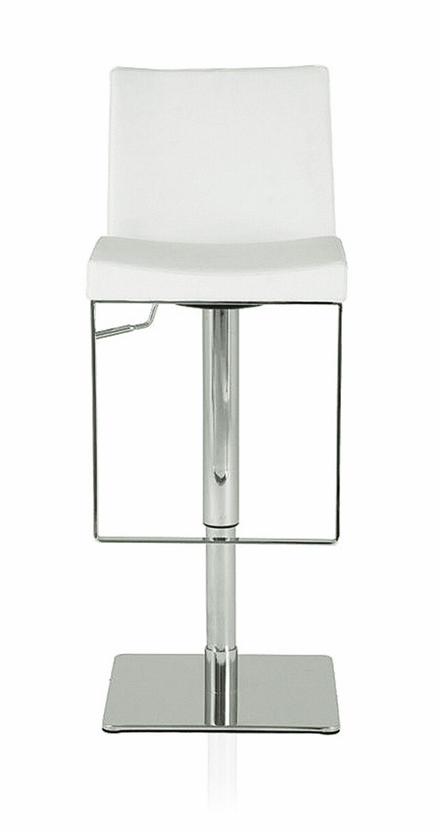 Chaise de bar blanche et pied en métal chromé Niero