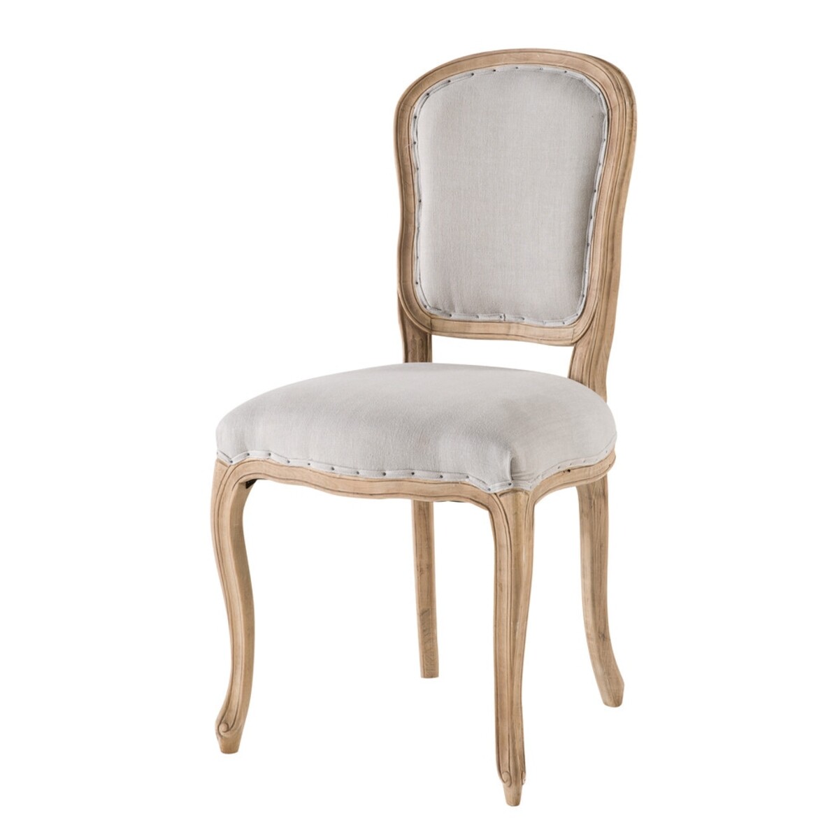 Chaise médaillon en lin lavé gris clair Versailles
