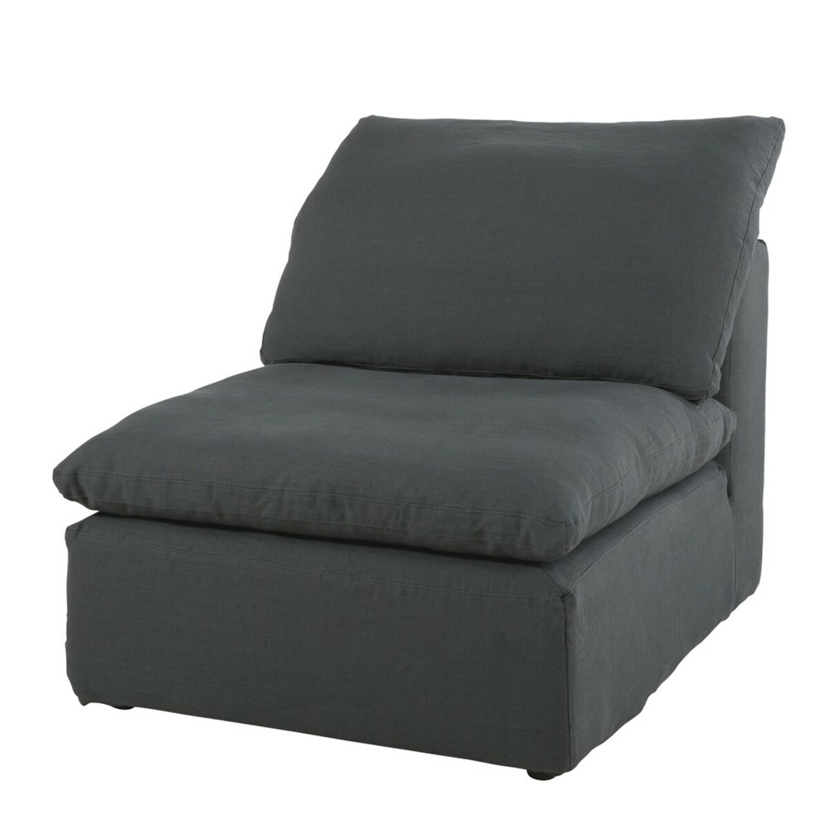 Chauffeuse de canapé modulable en lin lavé gris anthracite Ava