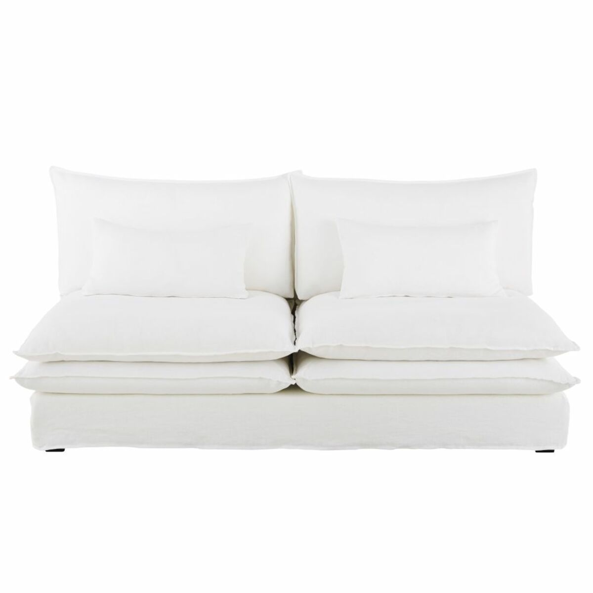 Chauffeuse pour canapé modulable 2 places en lin blanc Pompei