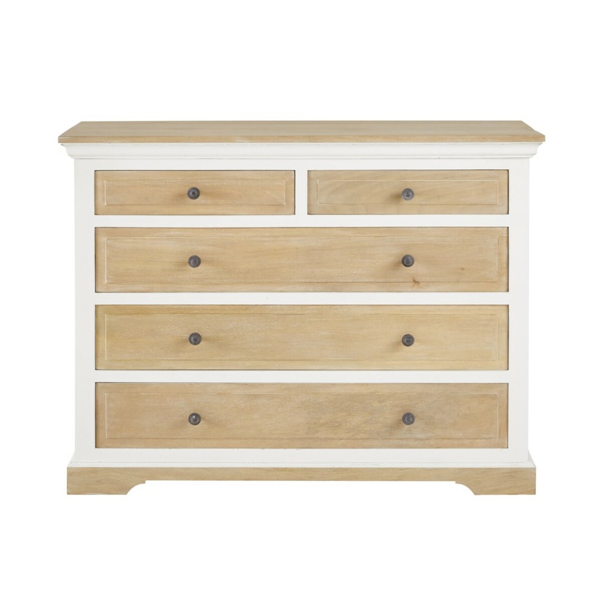 Commode 5 tiroirs en manguier massif blanc