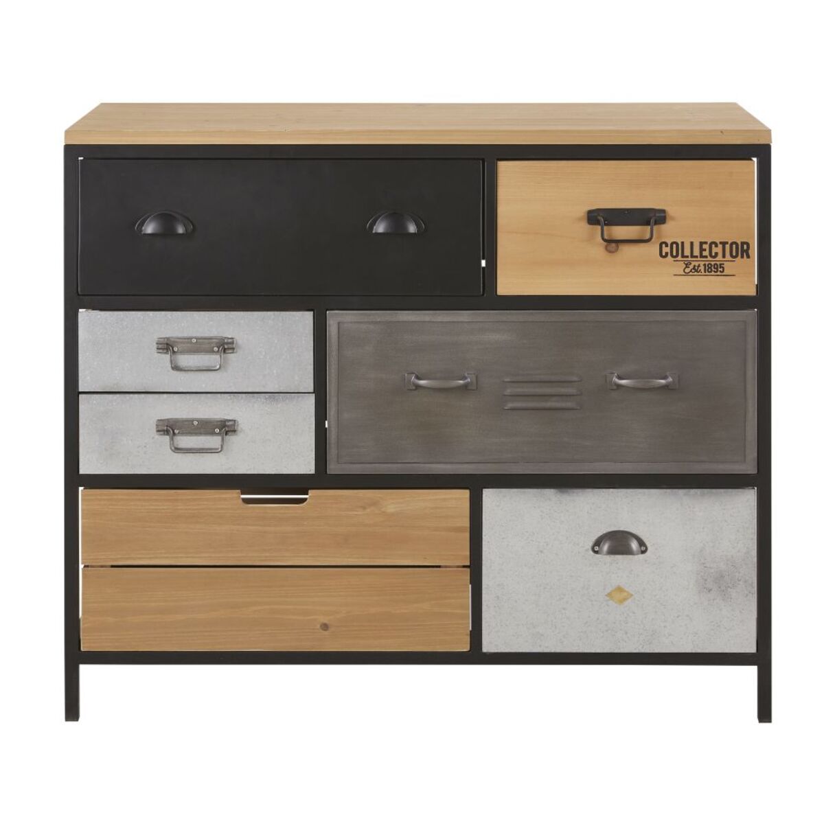 Commode 8 tiroirs en métal et sapin Harvey