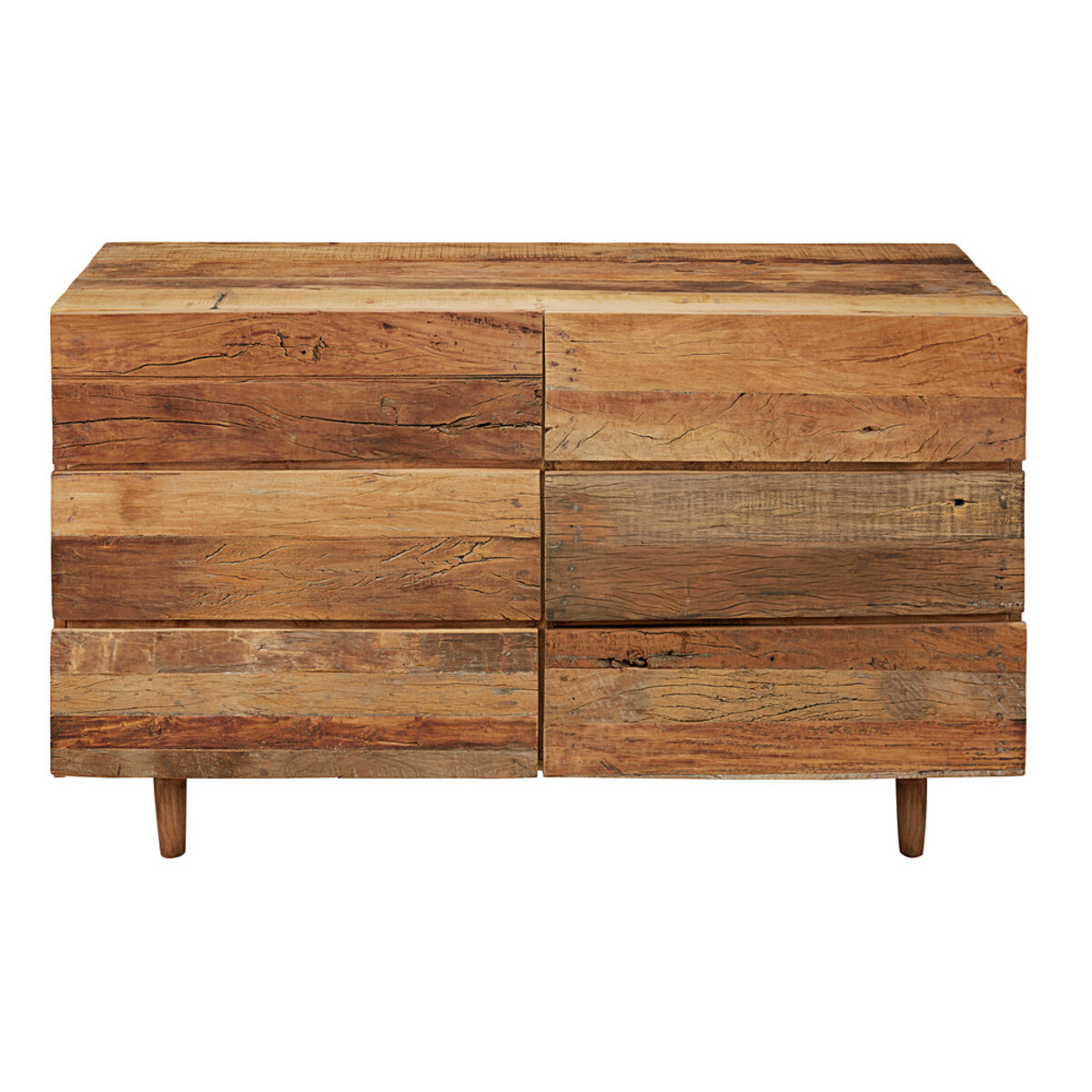 Commode double 6 tiroirs en bois recyclés Tennessee