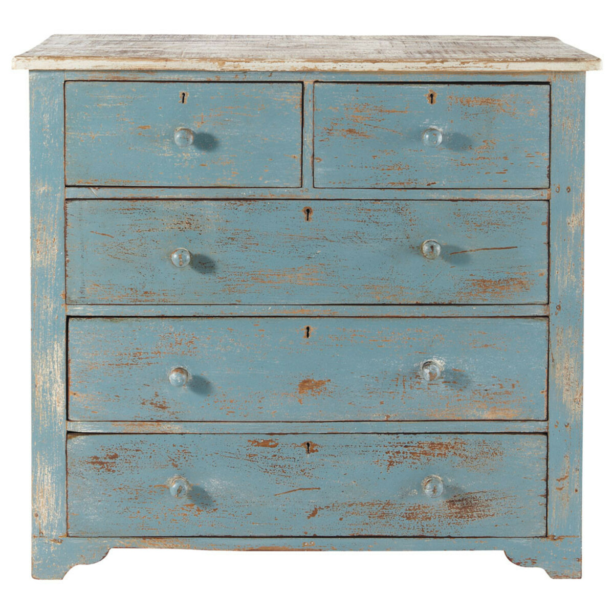 Commode en manguier bleue effet vieilli L 94 cm Avignon