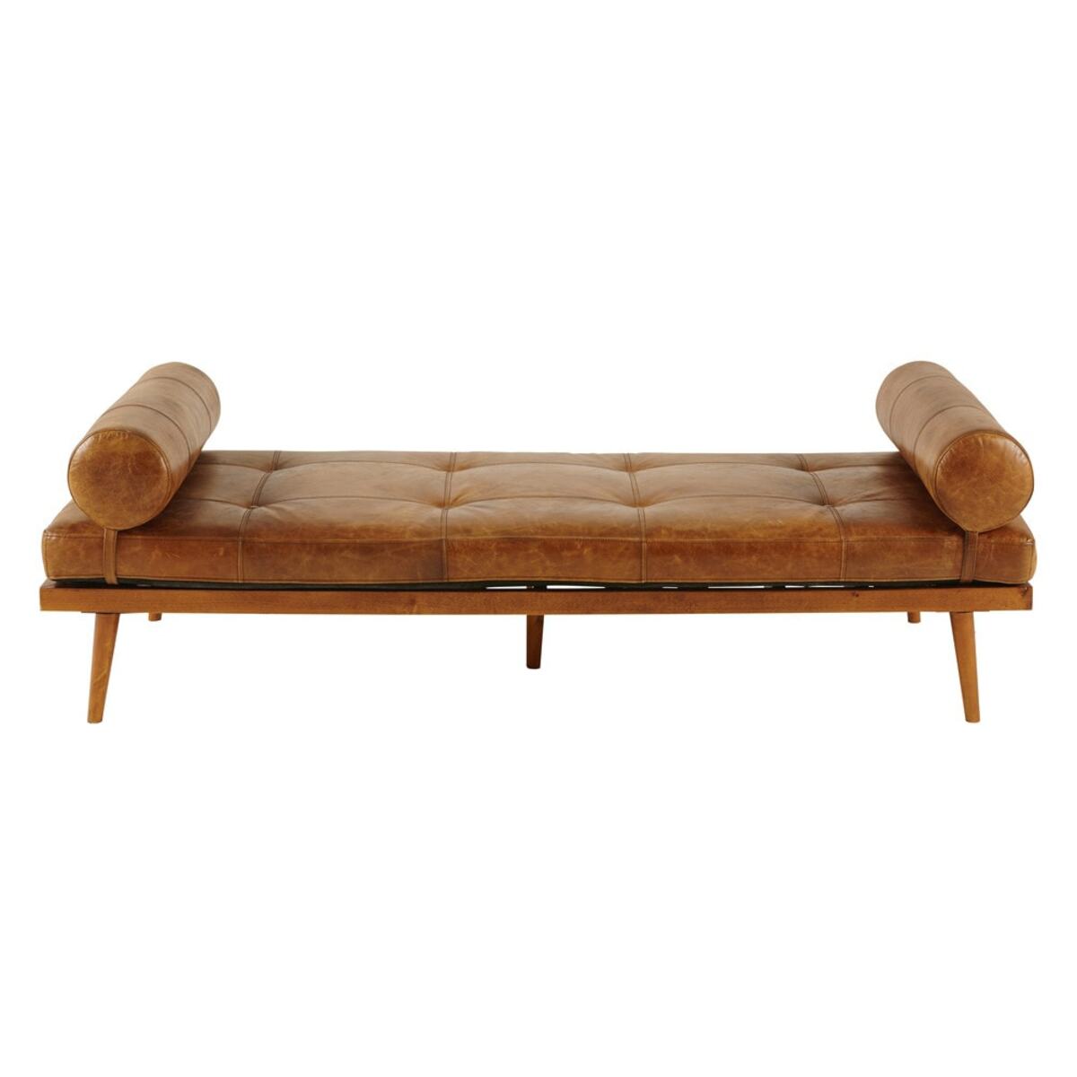 Daybed vintage en cuir marron