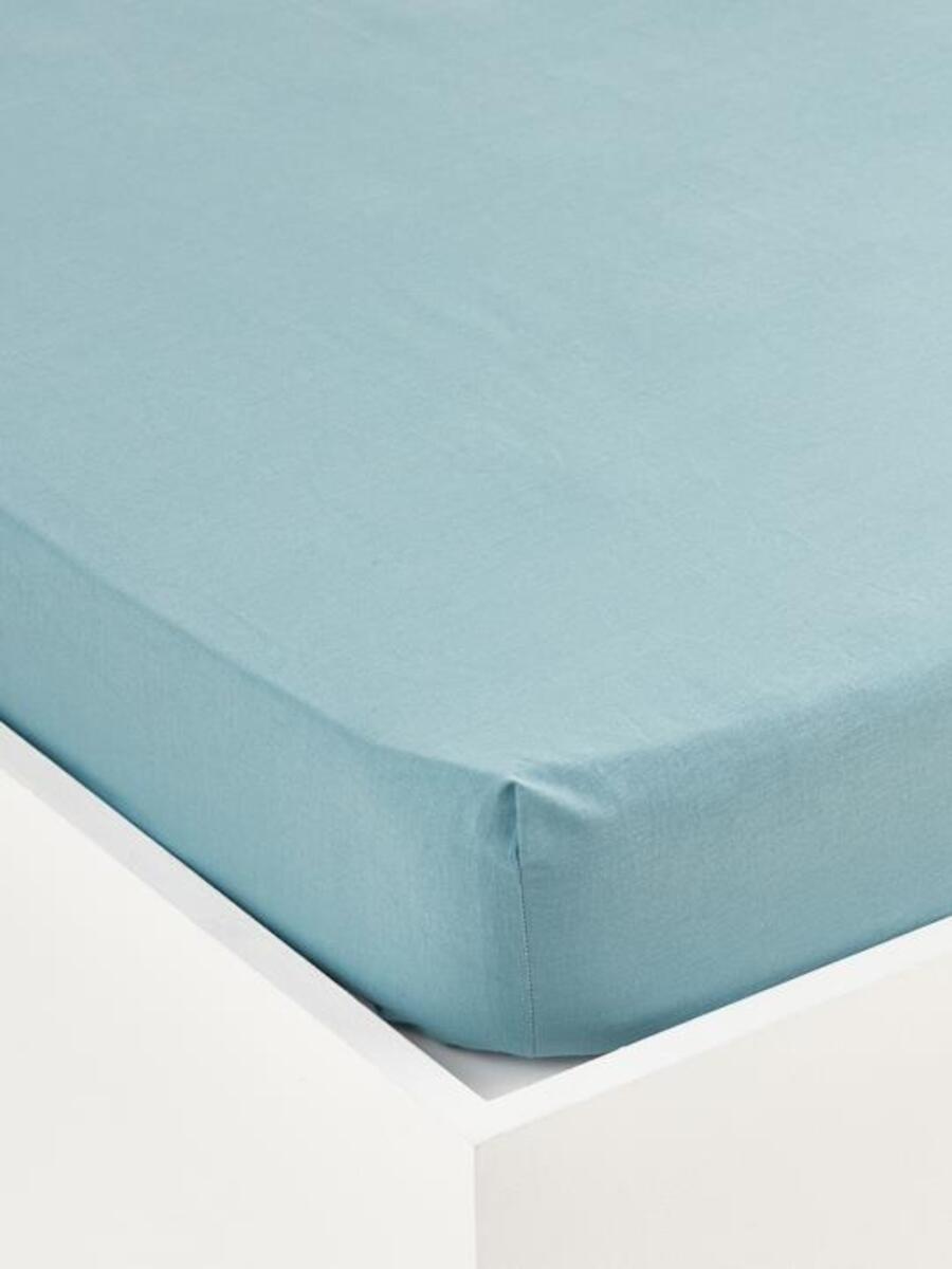 Drap-housse uni en coton 'Azulado' bleu vert