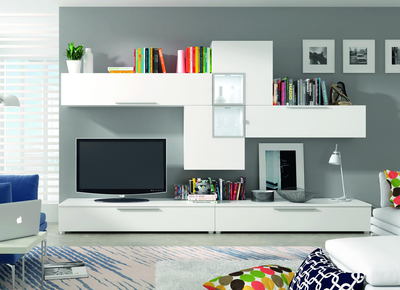 Ensemble bibliotheque meuble tv  - coloris blanc