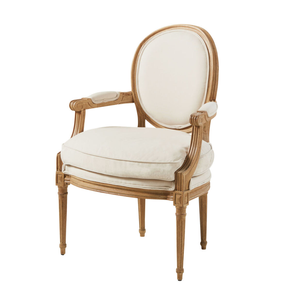 Fauteuil cabriolet en coton coloris lin Louis