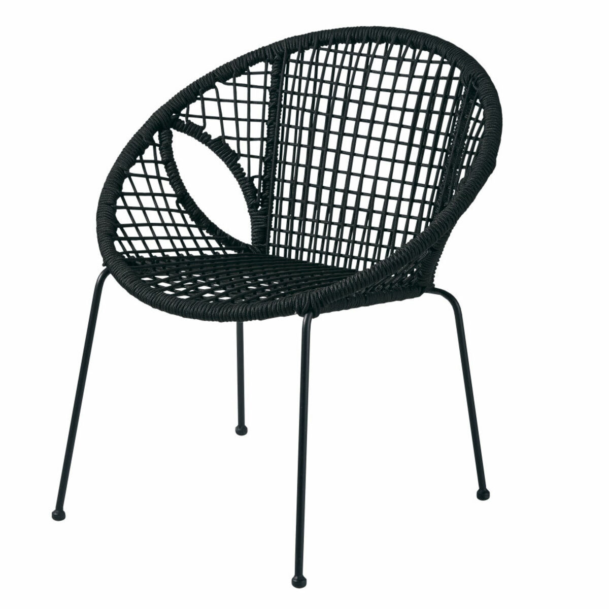 Fauteuil de jardin en corde noire Touraco