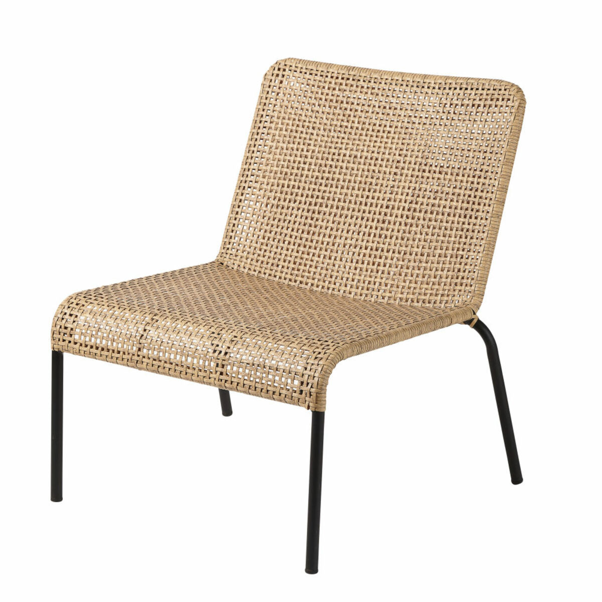 Fauteuil de jardin en résine imitation rotin et métal noir