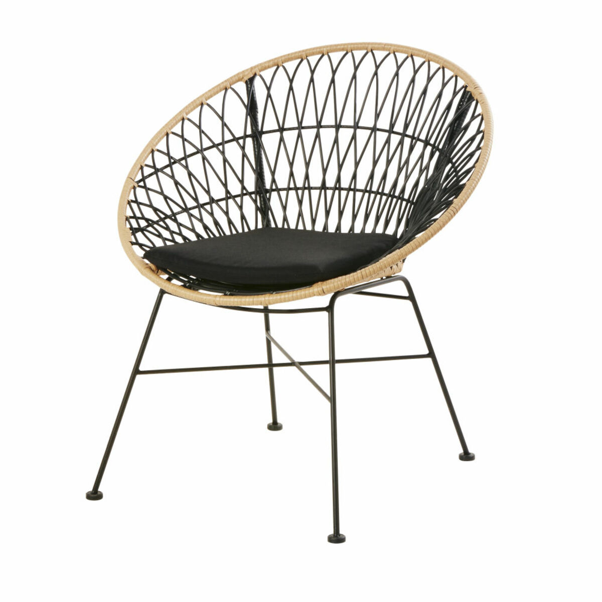 Fauteuil de jardin en résine noire et imitation rotin