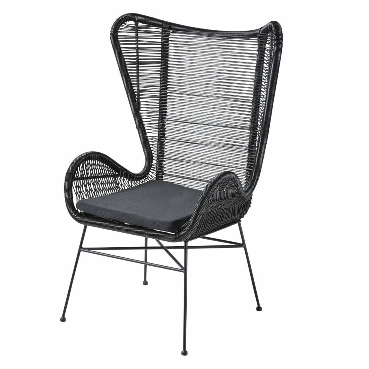 Fauteuil de jardin en résine noire Kawani