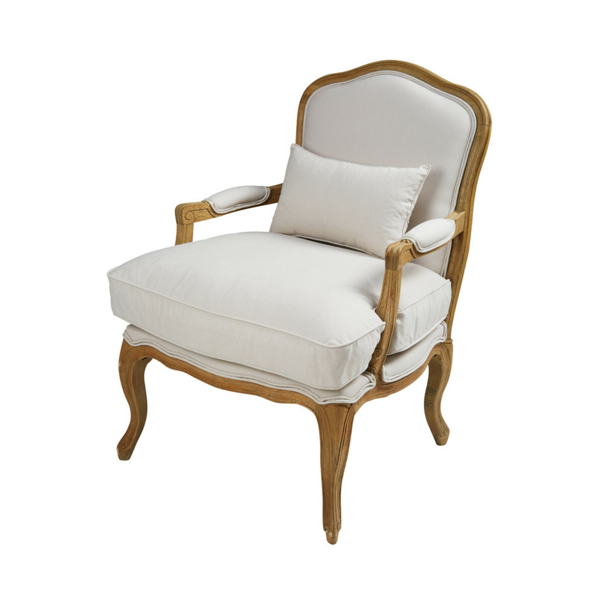 Fauteuil en coton coloris lin et chêne Château