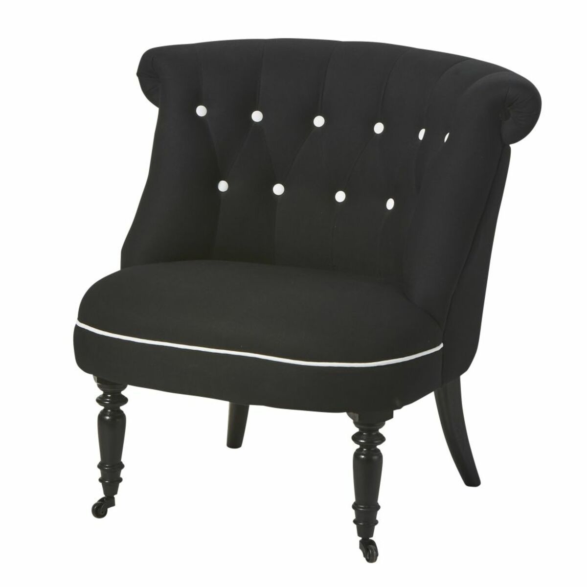 Fauteuil en coton noir et blanc Constantin