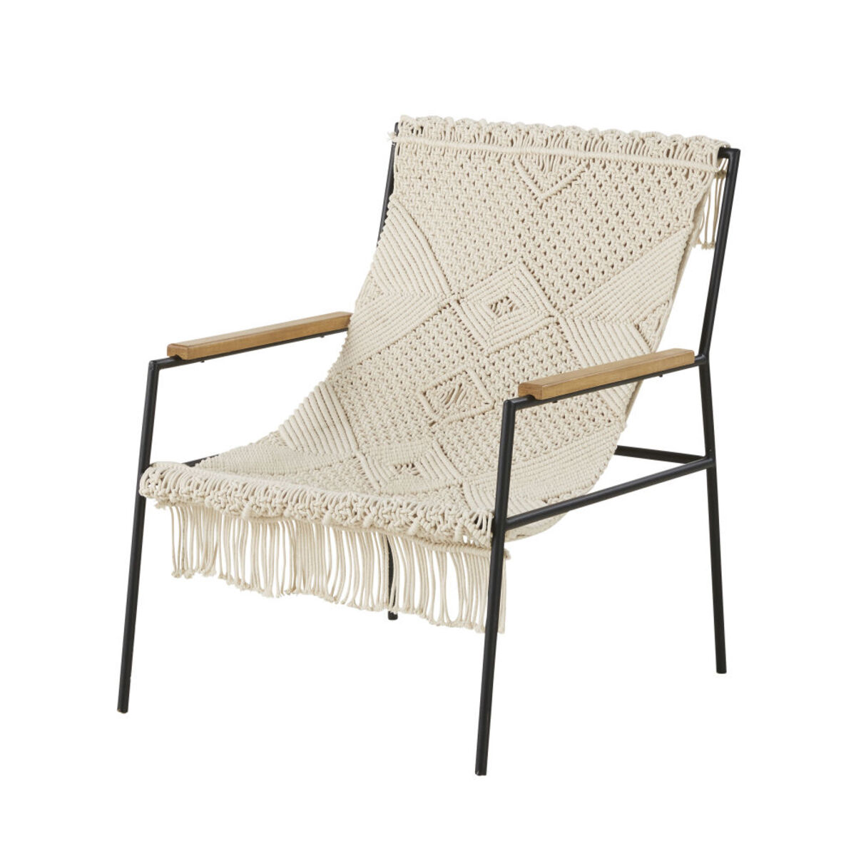 Fauteuil en coton tressé ivoire Wellbe